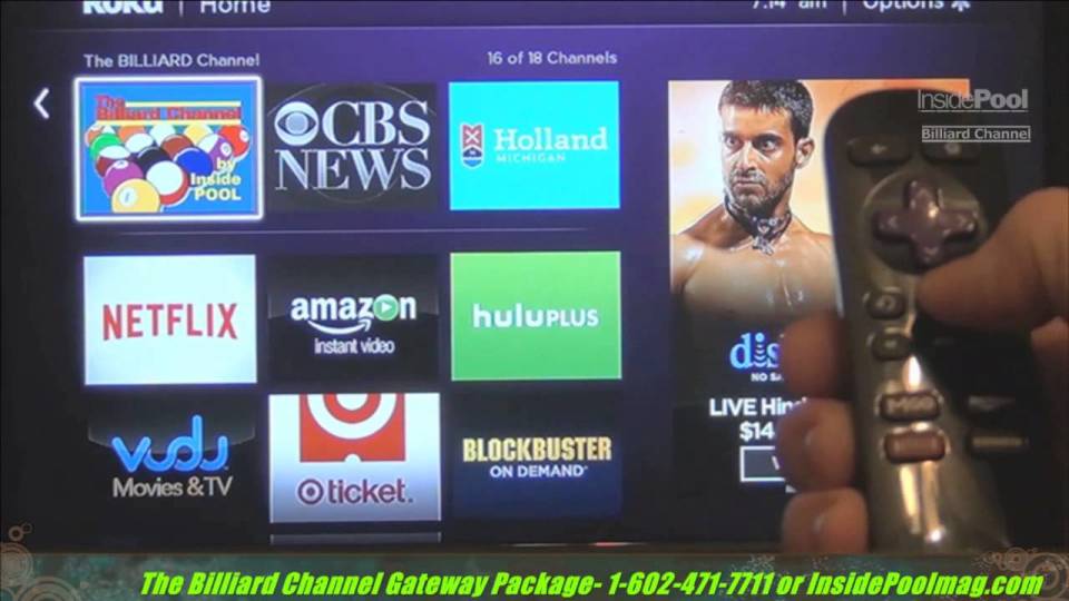 The Billiard Channel Gateway Package Discounted Cue,Acessories, and Roku